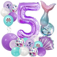 40 inch Purple Number 5 Balloon,Giant Large Number 5 Balloon,5th Birthday Mer...