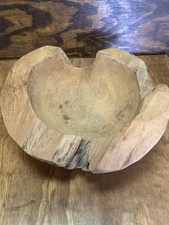 Rustic Hand-Carved Wooden Bowl Natural Edge 12 4.3 lbs