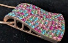 Large Vintage Rhinestone Pendant Necklace Multicolor Extra Long 30 Inch Chain — photo 4