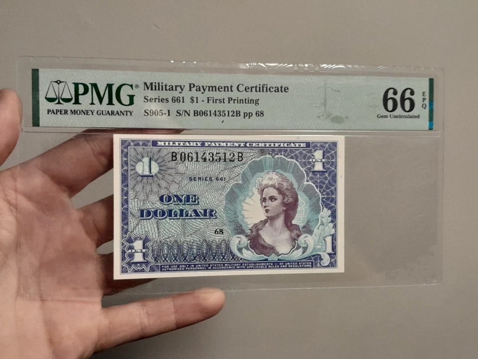 Military Payment Certificates Series 661 $1 Dollar PMG 66 EPQ - Image 2 of 4