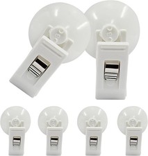 Coufce 6 Packs Shower Curtain Clips White Suction Cup Clips Shower Curtain We...