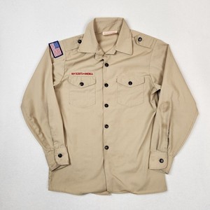 Vintage Boy Scouts of America Shirt Youth Large Tan Long Sleeve Uniform USA 90s
