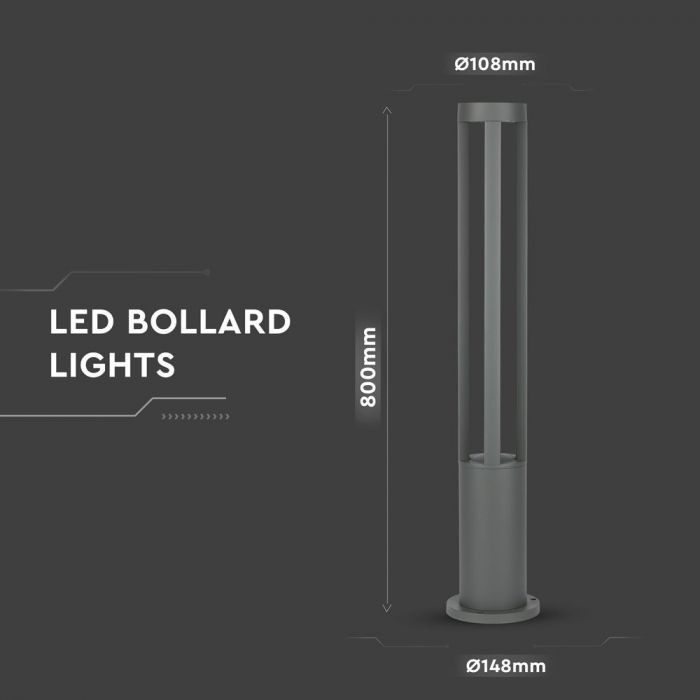 V-TAC VT-820 lampada led da giardino 10W paletto fissaggio a terra 80cm grigio l foto 4