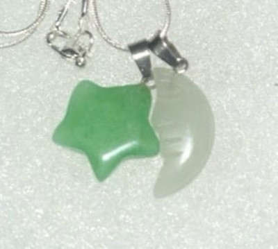 Jade Star And Moon Sterling Silver 24  Necklace 