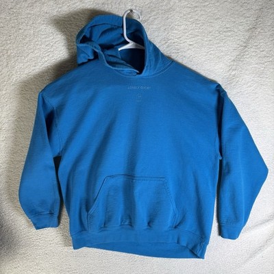 Lonely Ghost Hoodie Sweatshirt Large Blue Text Me When You Get Home Graphic