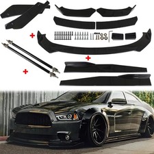 For Dodge Charger 2006-2014 Glossy Black Front Bumper Lip Spoiler Body Kit Side