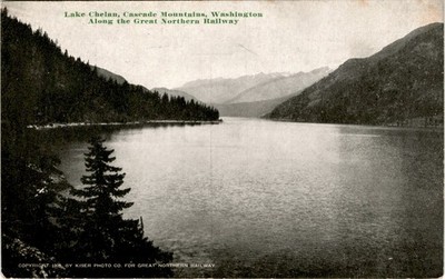 Lake Chelan, Cascade Mountains, Washington, Great Northern Railway, Postcard