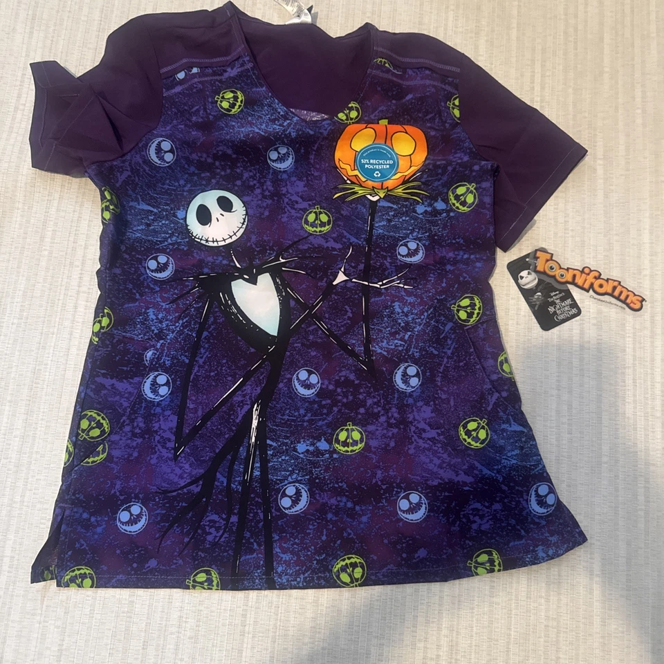 Cherokee Tooniforms Nightmare Before Christmas Jack Scrub Top V-Neck Size 3XL - Image 4 of 4