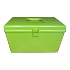 Vintage Wilson Wil-Hold Sewing Box Avocado Green Plastic With Trays MCM 1970’s