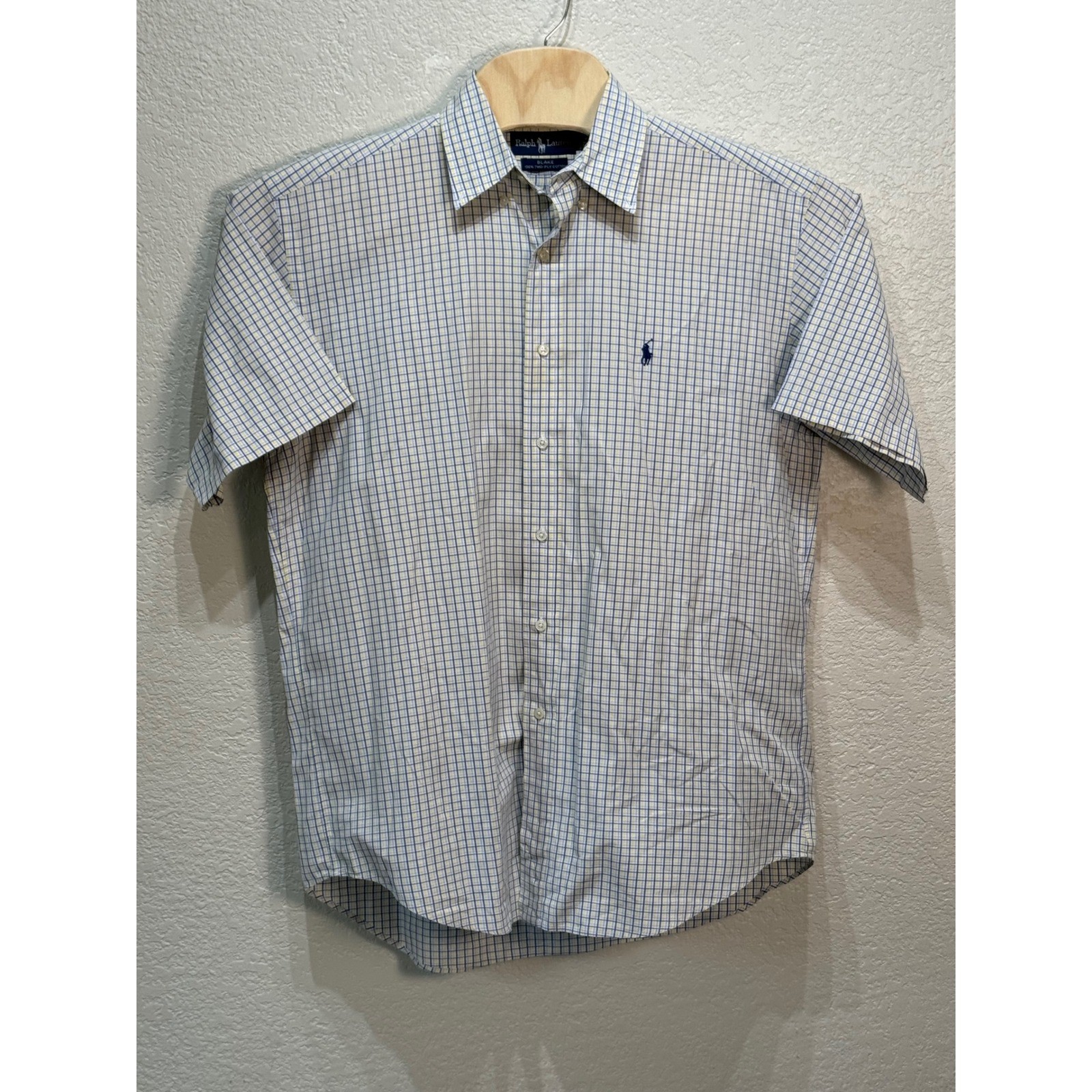 Polo Ralph Lauren Blake Men's Medium Short Sleeve Button Down Shirt Blue Yellow