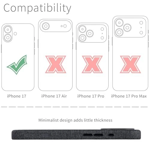 Funda Imitación Cuero para iPhone Compatible con MagSafe, con 17 Negro Carbón Foto 3 de 4