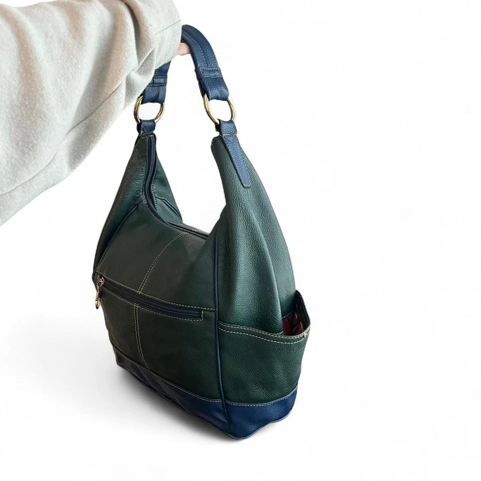  Bolso Hobo Western Tignanello Verde y Azul Marino Foto 3 de 4