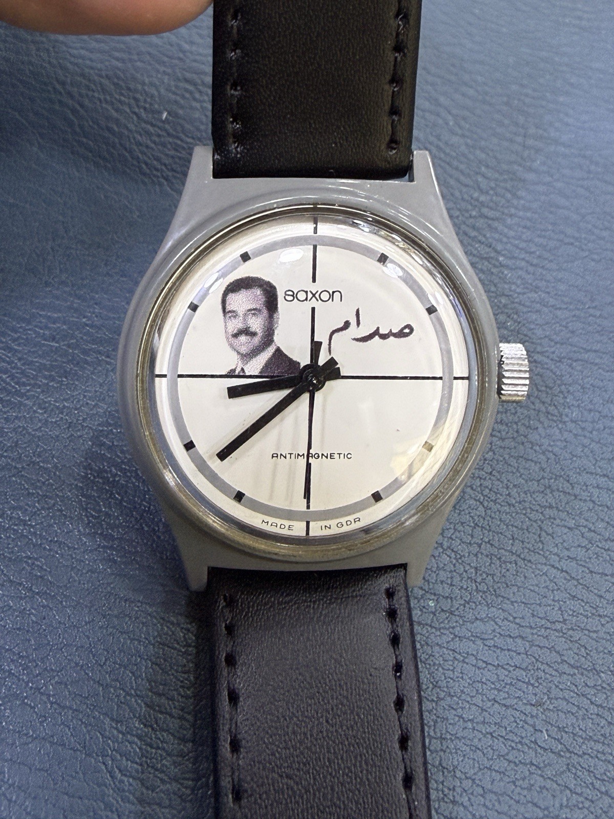 German Saxon  President Saddam Hussein Iraq Photo Dial Watch Mint 34m Size R4 image 5