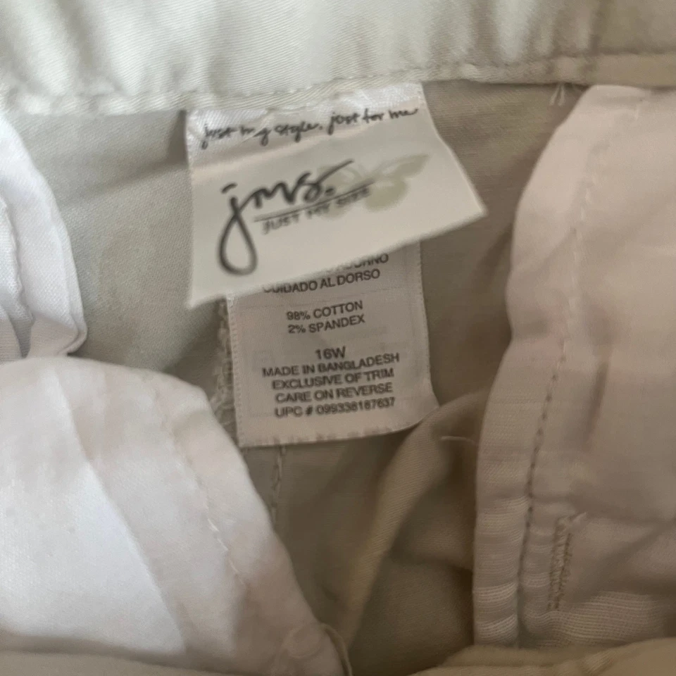 JMS Just My Size Capri Pants Womens 16W Beige Casual Button Hem Plus - Image 3 of 4