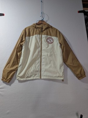 Aéropostale Hooded Windbreaker Jacket Tan Cream Colorblock Logo Mens M NWT