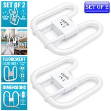 SET OF 2 FLUORESCENT LIGHT BULB 4 PIN ENERGY SAVING EFFICIENCY 38W LAMP TUBE 2D