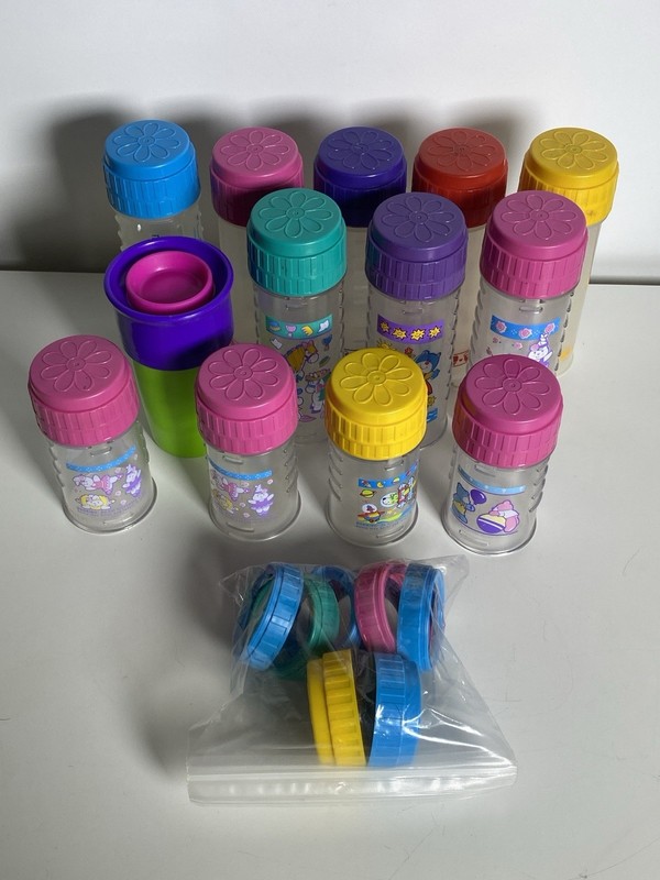 Vtg 1990s Playtex Decorated Drop In Nurser Baby Bottle Lot W Nipples Caps Rings