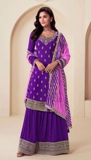 Women Ethnic Motifs Embroidered Regular Sequence Kurta with Sharara With Dupatta
