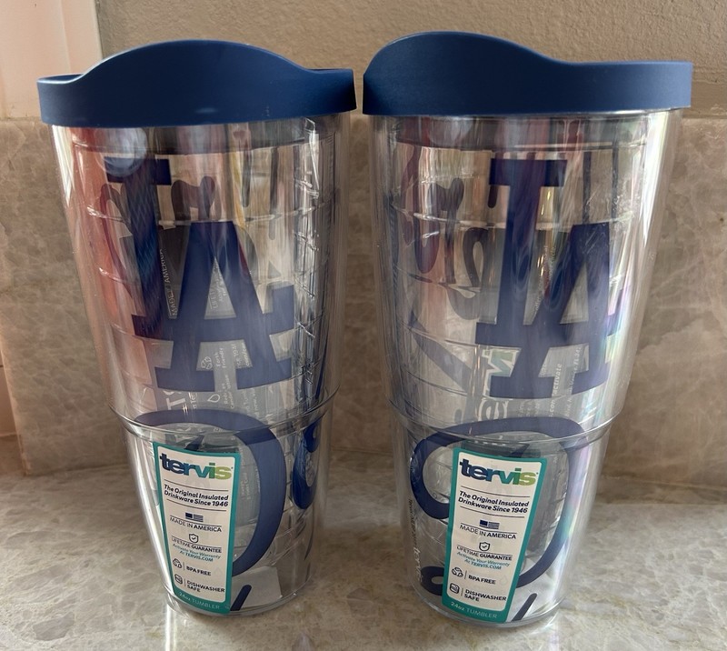 MLB LA Los Angeles Dodgers Tervis Cup And Lid 24 Oz, Set of 2, New
