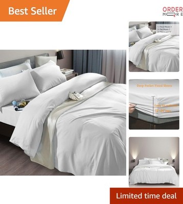Microfiber Bed Sheet Set Queen Luxury 1800 Thread Count Wrinkle-Resistant