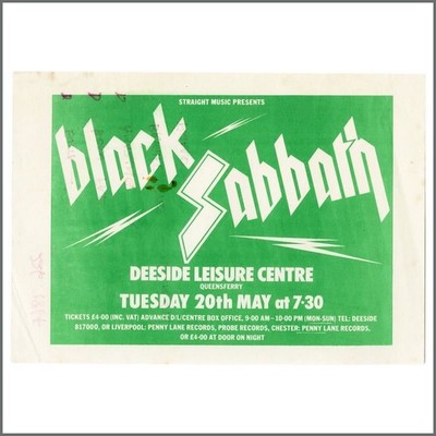 Black Sabbath Deeside Leisure Centre 1980 Concert Handbill (UK)