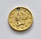 1853-O US $1 Dollar Liberty Head Gold Coin Holed