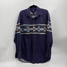 Panhandle Slim Mens Large Blue Aztec Pearl Snap Western Shirt Southwestern