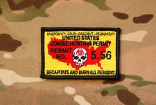 Zombie Hunting Permit Embroidered Patch Undead Walking Dead Zombie Killer Hook