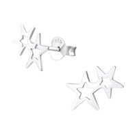 1 Paar Ohrringe Ohrstecker 925 Sterling Silber Mit Doppel-Stern