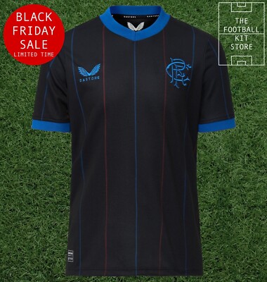 Castore Rangers Shirt Youth Football Fourth Jersey Kids Black