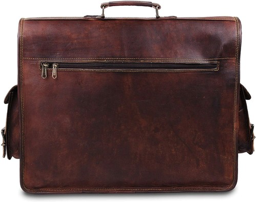 Fait à la Main Homme Cuir Véritable Vintage Sacoche PC Portable Mallette Sacoche - Photo 3 sur 9
