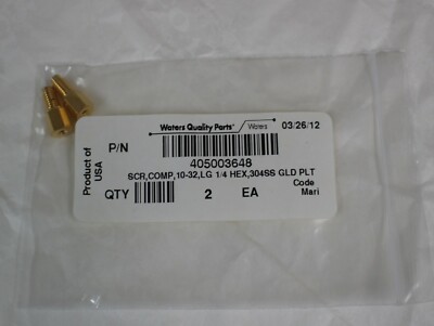 Waters ACQUITY UPLC 700002645 Screw, Comp, 10-32,LG 1/4 Hex,304 SS, Gold Plated