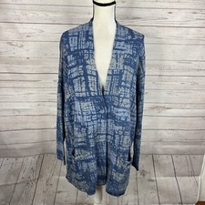 J. Jill Pure Jill Indigo Oversized Cardigan Size Large Blue Gray Long Sleeve