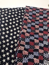 USA Fabric Lot 2 Pieces Patriotic Valor Stars Stripes Flag Cotton 1 Y Total F32