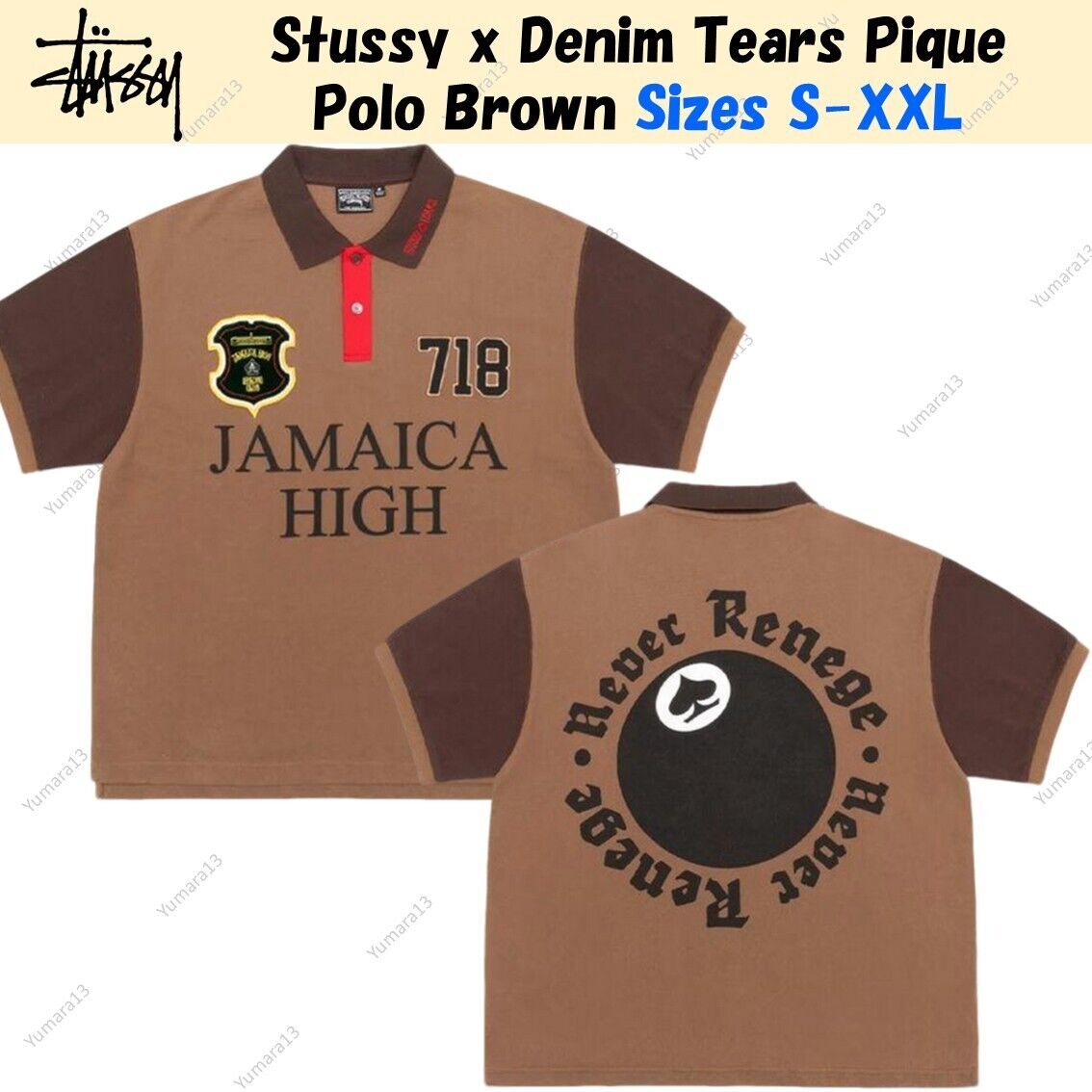 Stussy x Denim Tears Pique Polo Brown Sizes S-XXL New | eBay Stussy x Denim Tears Pique Polo Brown Sizes S-XXL New | eBay