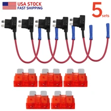 5 sets Add-a-Circuit Fuse Tap Adapter with ATC/ATO Standard Blade Fuse 10 Amp