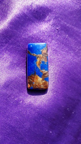 Pendentif En Jaspe Bleu Forme Larme - 4,6 Cm, 11 G, Reflets Dorés, Neuf