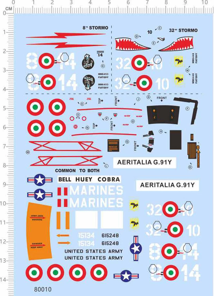 1/72 Aeritalia G.91Y G.91 Attack US ARMY Italian Air Force Markings Water Decal