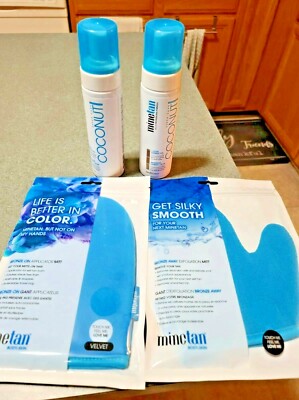 Mine Tan Coconut One-Hour Express Tan Duo w/ Application Mitts NIB!