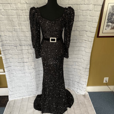 Women  s New With Tags Formal Scoopneck Sequin Bishop Sleeve Gown Small