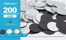ChiButtons 44mm Rubber Magnet Button Parts Metric System  200 Sets 