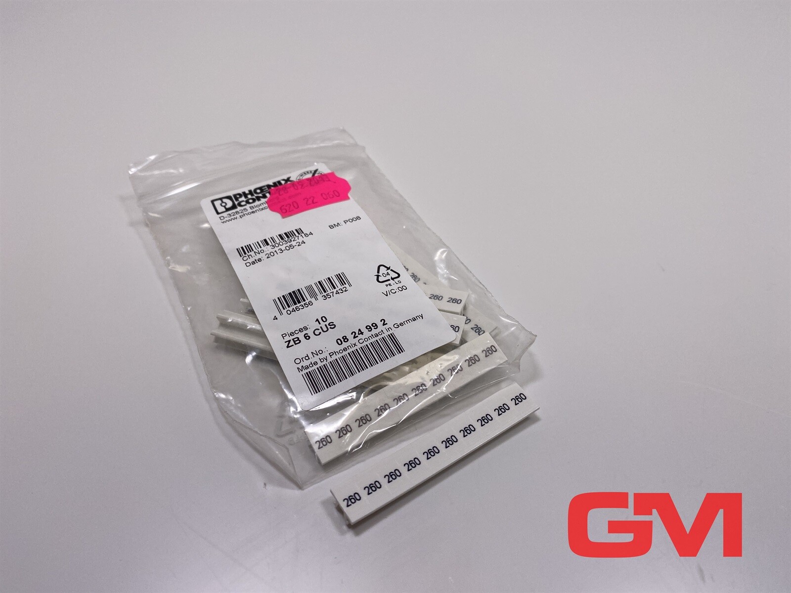 VE 10X Phoenix Contact Marker Strip ZB 6 CUS 0824992 10 X 260