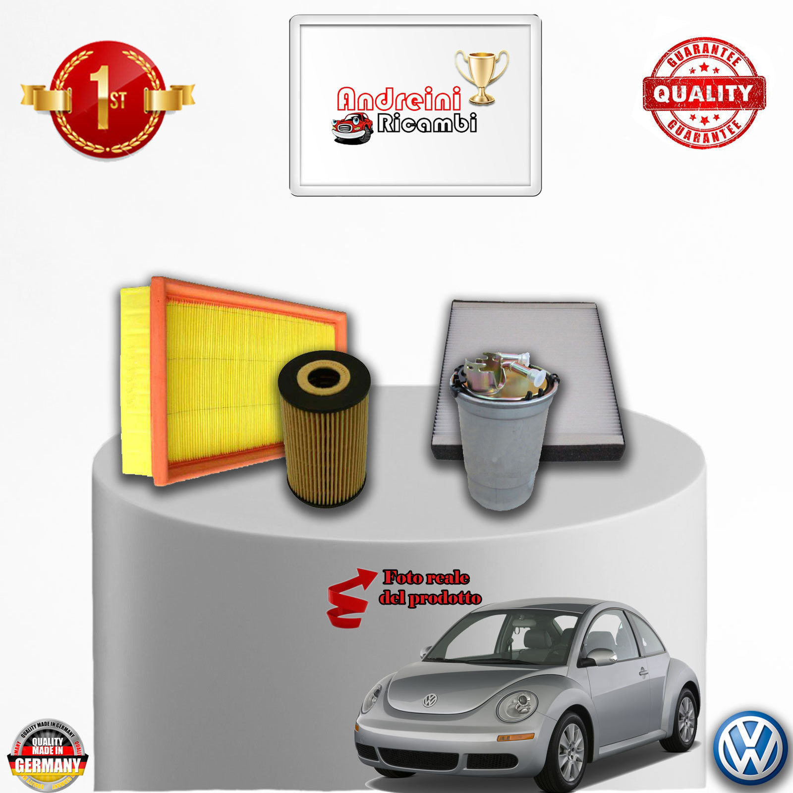 KIT TAGLIANDO 4 FILTRI VW NEW BEETLE 1.9 TDI 77KW 105CV DAL 2005 ->