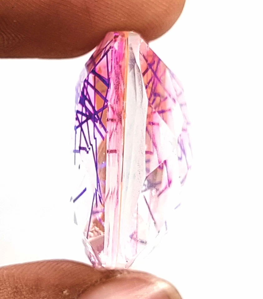 69 Ct Natural Cushion Cut Certified Bi-Color Rutilated Quartz Loose Gemstone KKN - Image 4 of 4