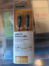 Belkin USB 2.0 Printer A/B Cable Gray 10ft Brand New Factory Sealed