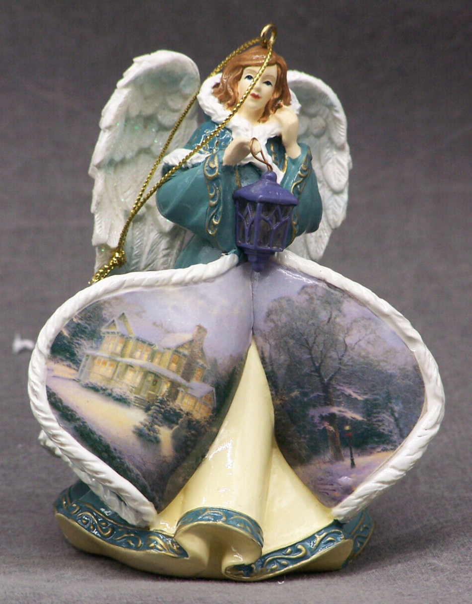 Thomas Kincade Winter Angels Christmas Ornament Turquoise Robe Glow  