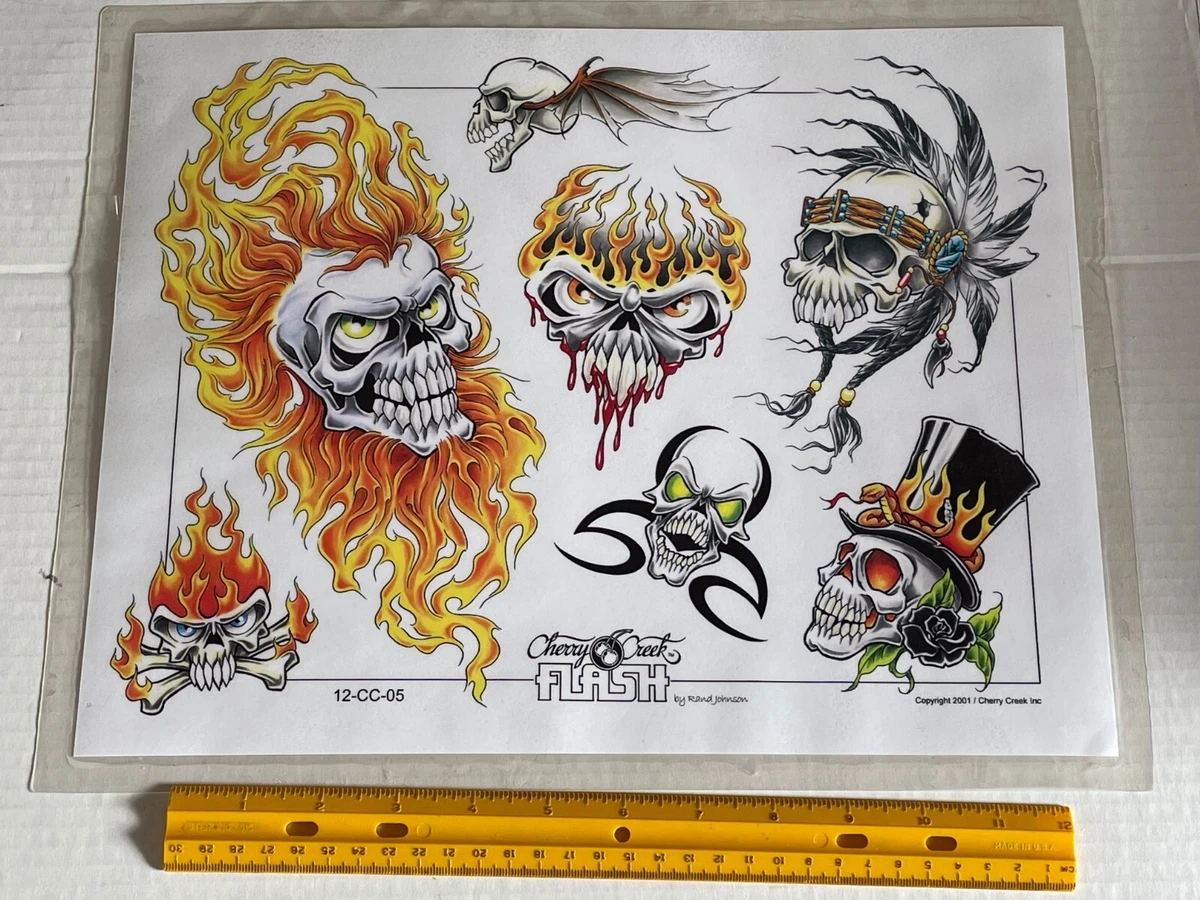 Vintage Art Tattoo Flash Sheet Cherry Creek Rand Johnson /T628