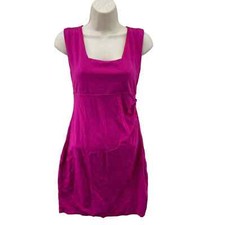 Express Sheath Dress Womens 2 Pink Rayon Blend Side Zip Ruched Side Square Neck