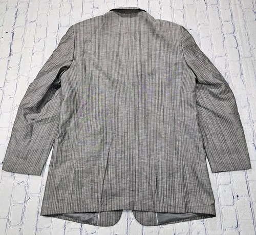 Falcone Superlative 150s Blazer Jacket Sport Coat Gray Long Striped SIZE 44L - Picture 10 of 11