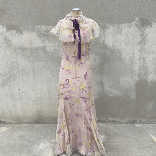Yellow Silk Chiffon Maxi Dress 